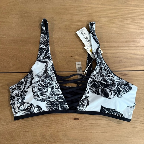 NWT TiniBikini Reversible Top Size Large Black & White - Picture 1 of 5